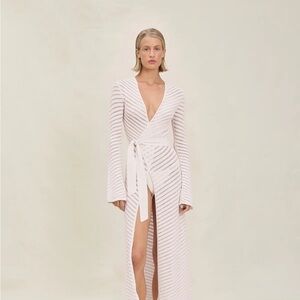DEVON WINDSOR White Striped Swim Coverup